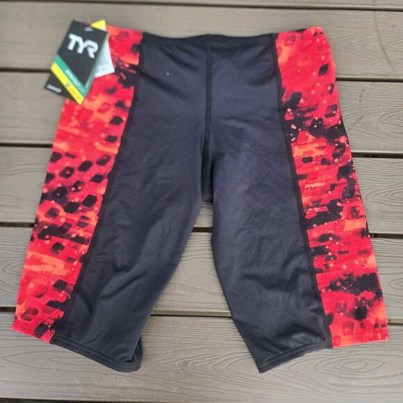 TYR Durafast Vega Hero Splice Red/black Men's Boy's Swim Jammer Size 32 New - Picture 2 of 3